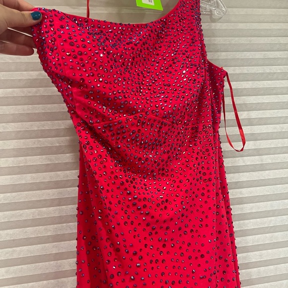 Johnathon Kayne reddish pink with iridescent beading prom dress - Picture 3 of 7